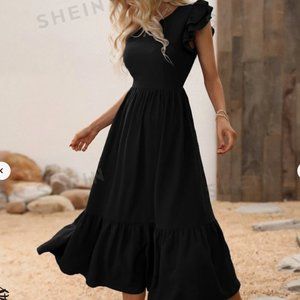 NWT Solid Ruffle Hem A-line Dress